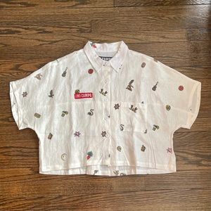 SALE Tequila Mi Campo Linen Crop Button Up